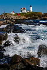 Nubble Lighthouse on Rocky Island Near the Maine Shoreline